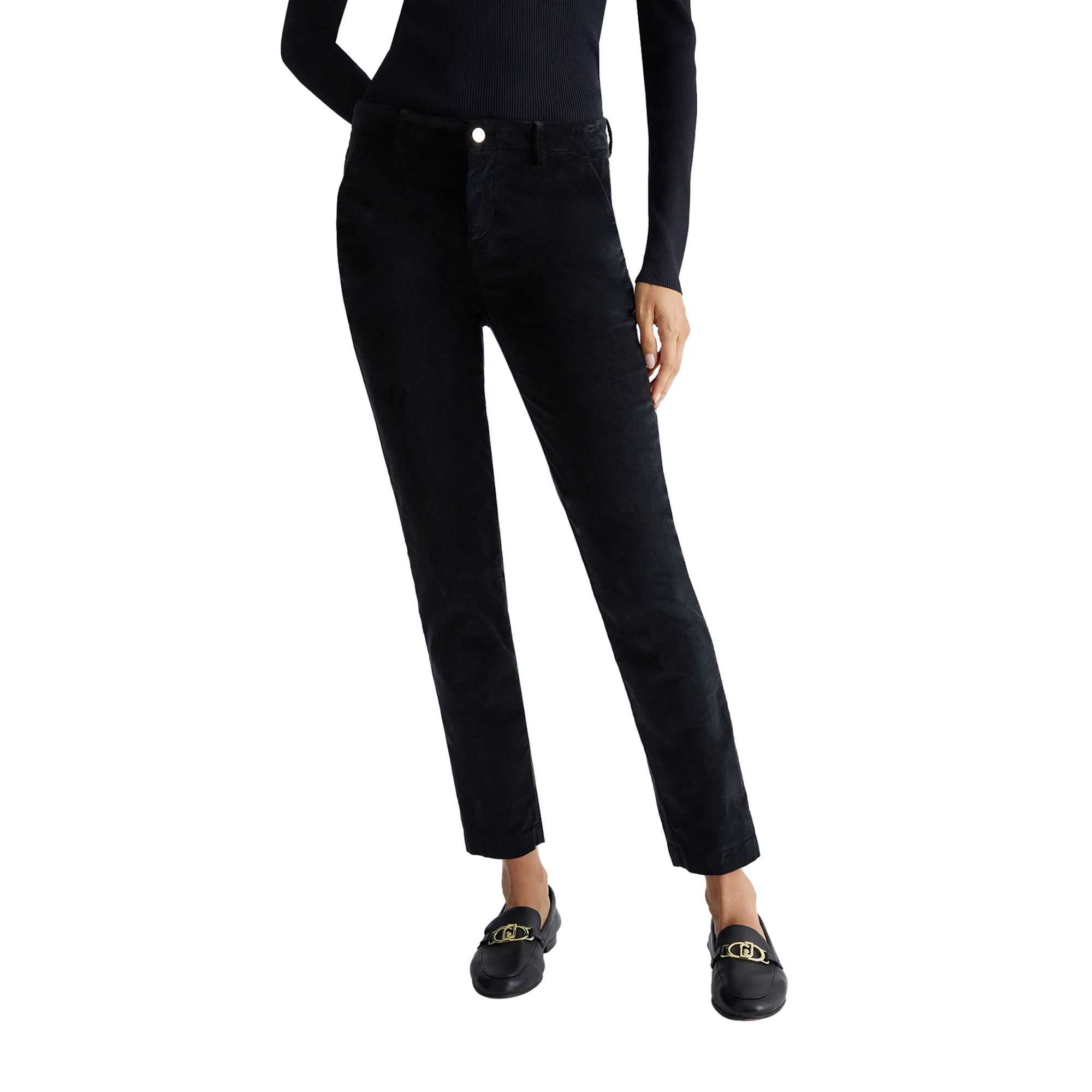 Pantaloni chino flare in velluto nero - Image 2