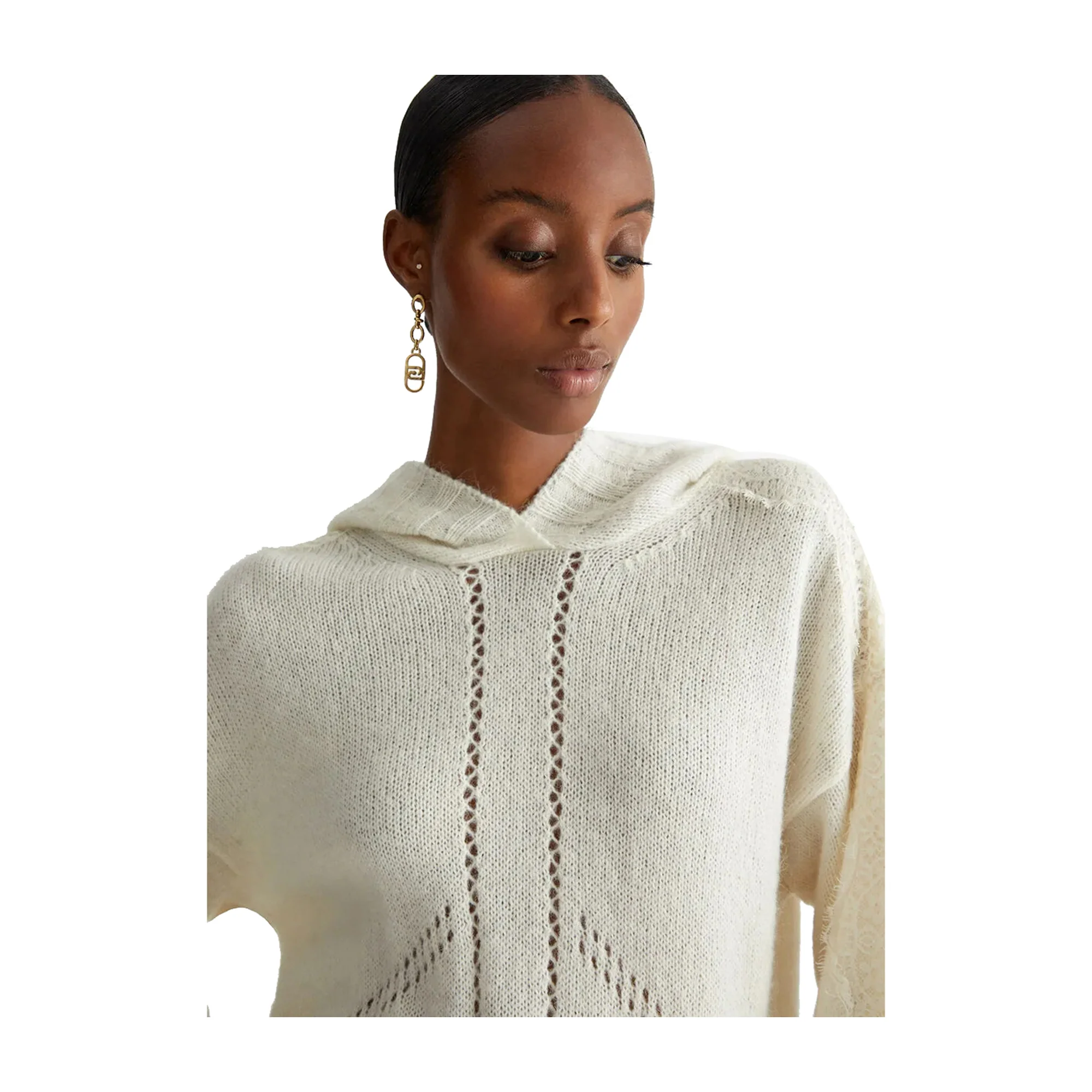 Maglione Donna con cappuccio Bianco - Image 2