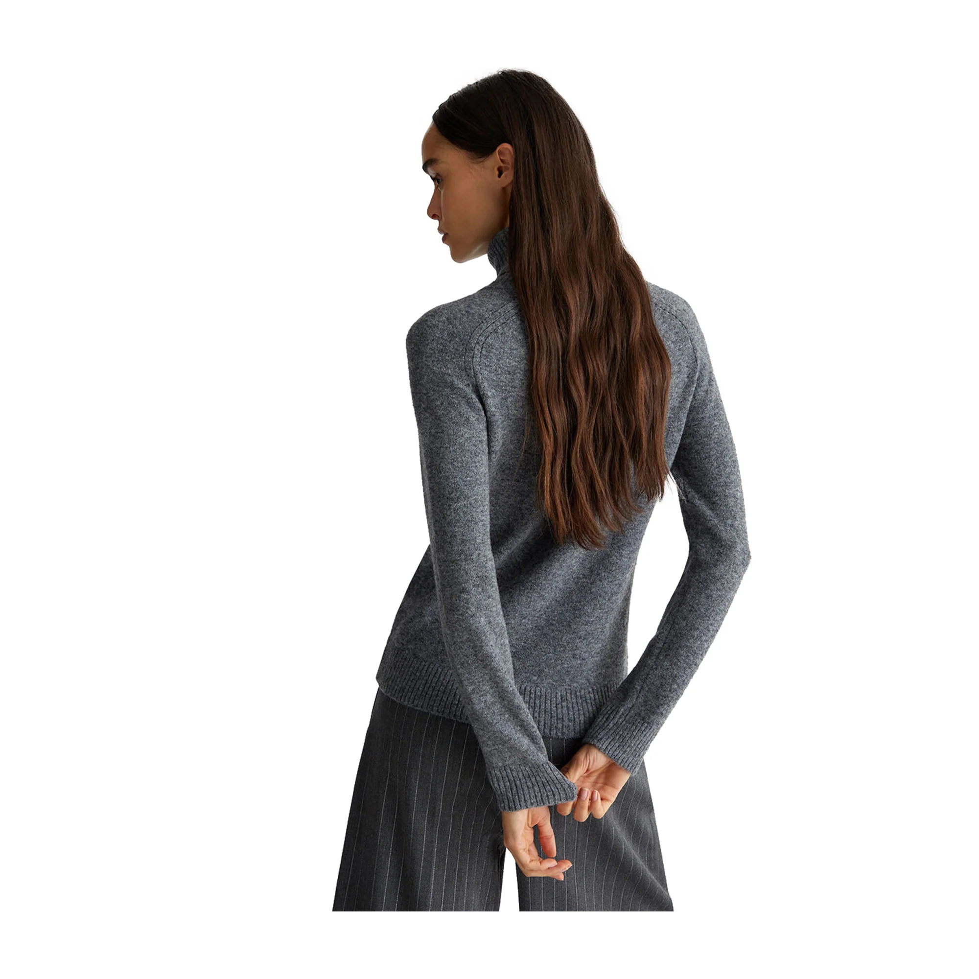 Dolcevita Donna misto lana con logo Grigio - Image 3