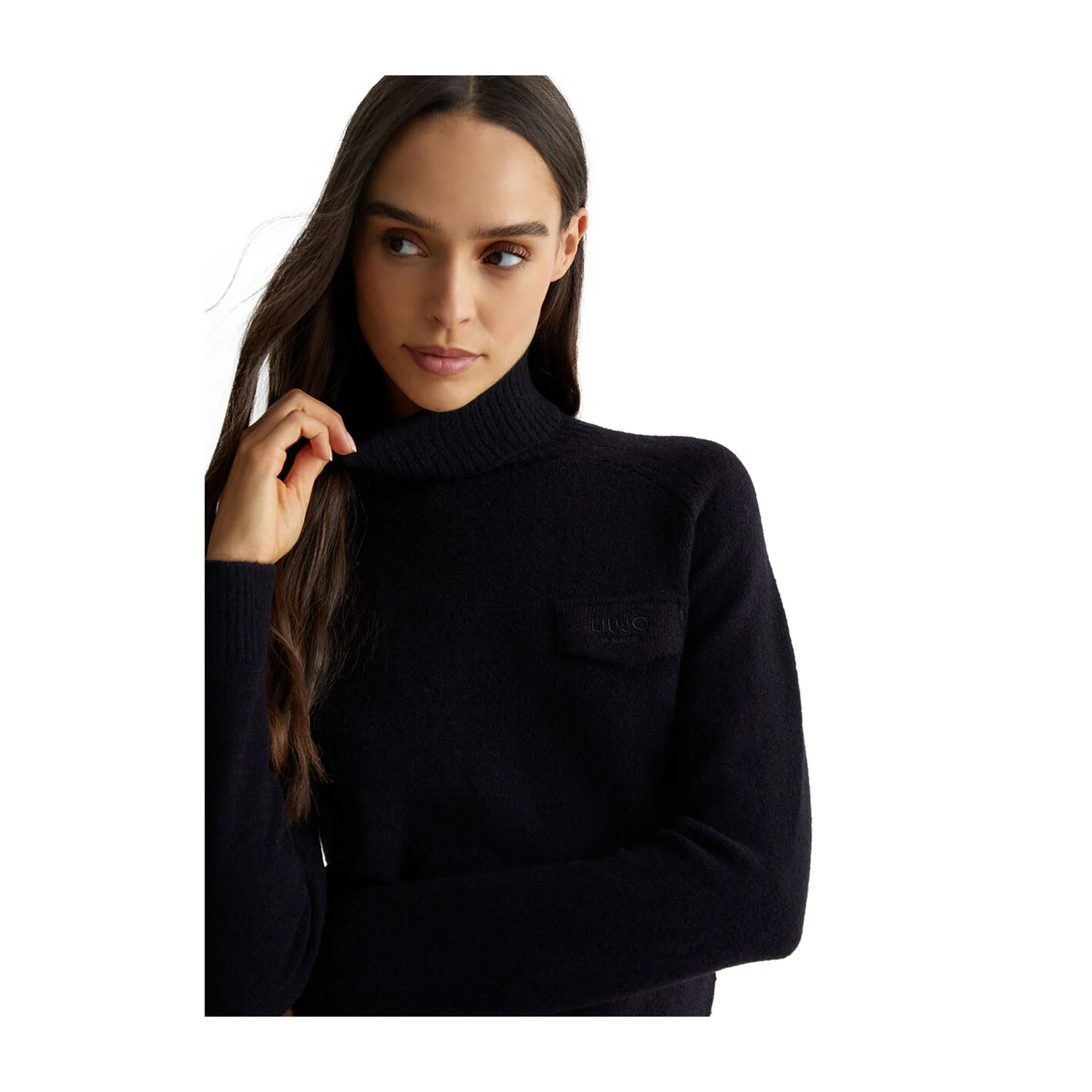 Dolcevita Donna misto lana con logo Nero - Image 4
