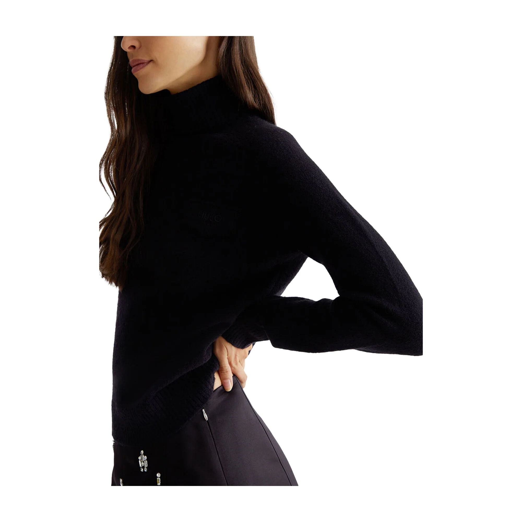 Dolcevita Donna misto lana con logo Nero - Image 5