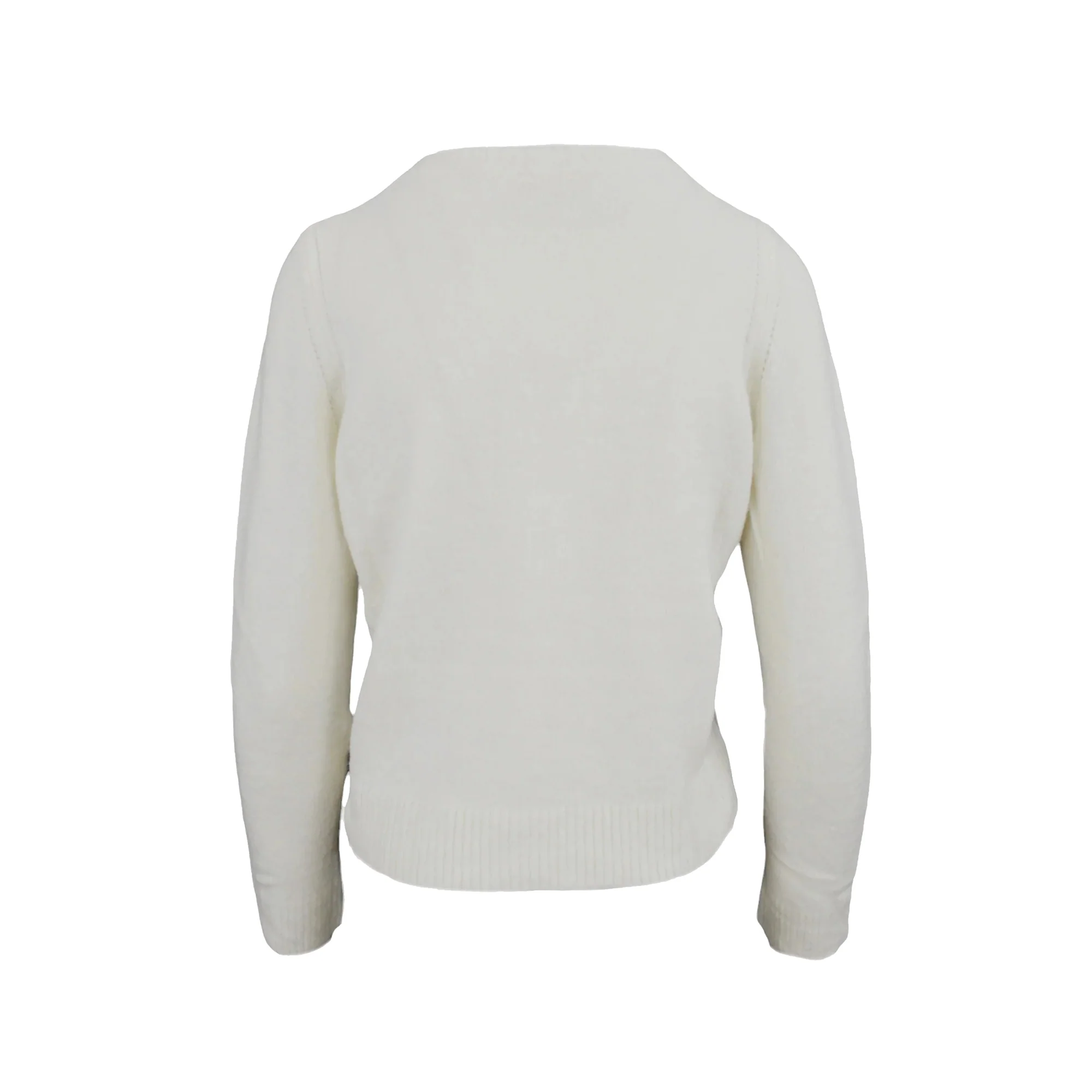 Cardigan Donna girocollo in lana e alpaca Bianco - Image 2