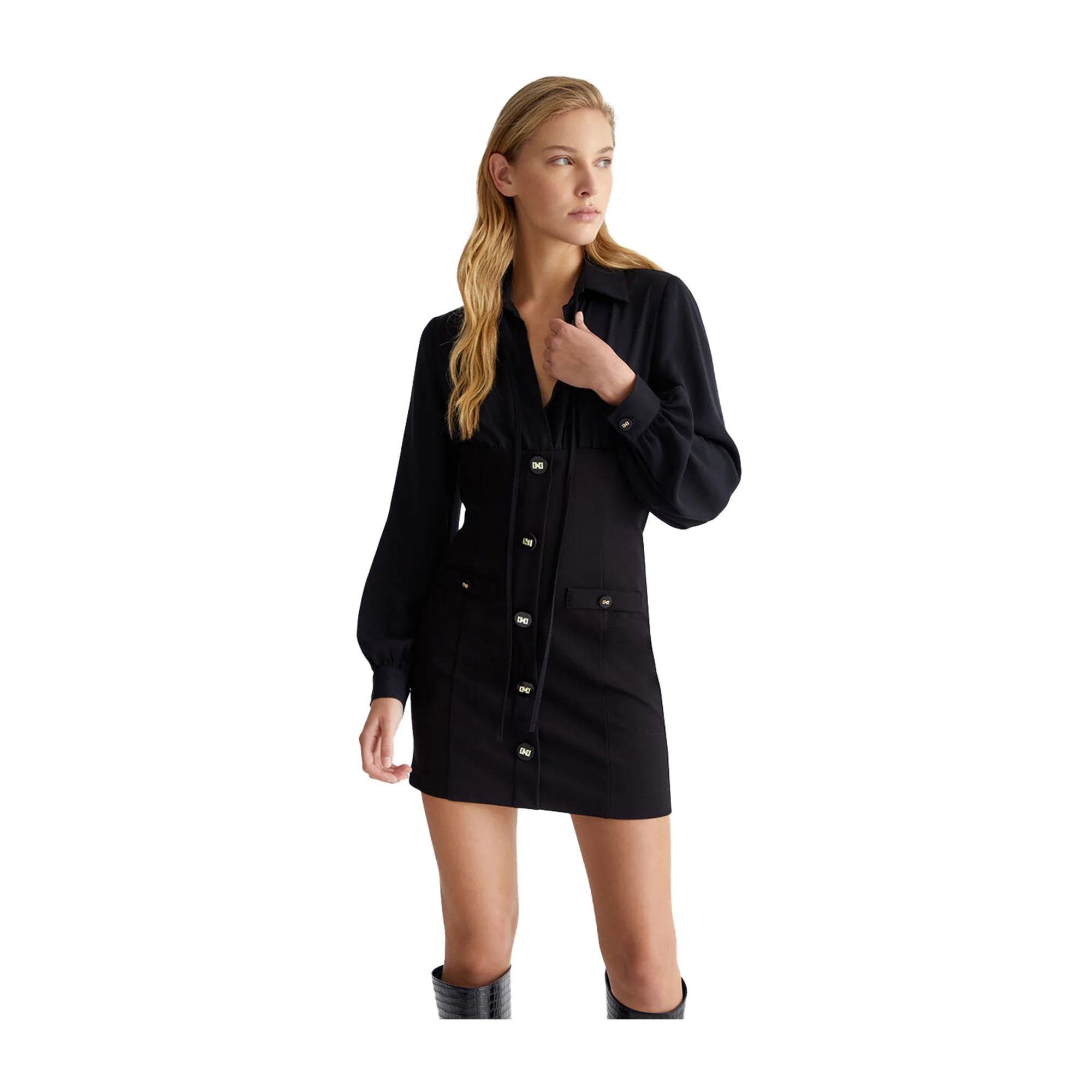 Abito Donna Chemisier Stretch Nero - Image 2