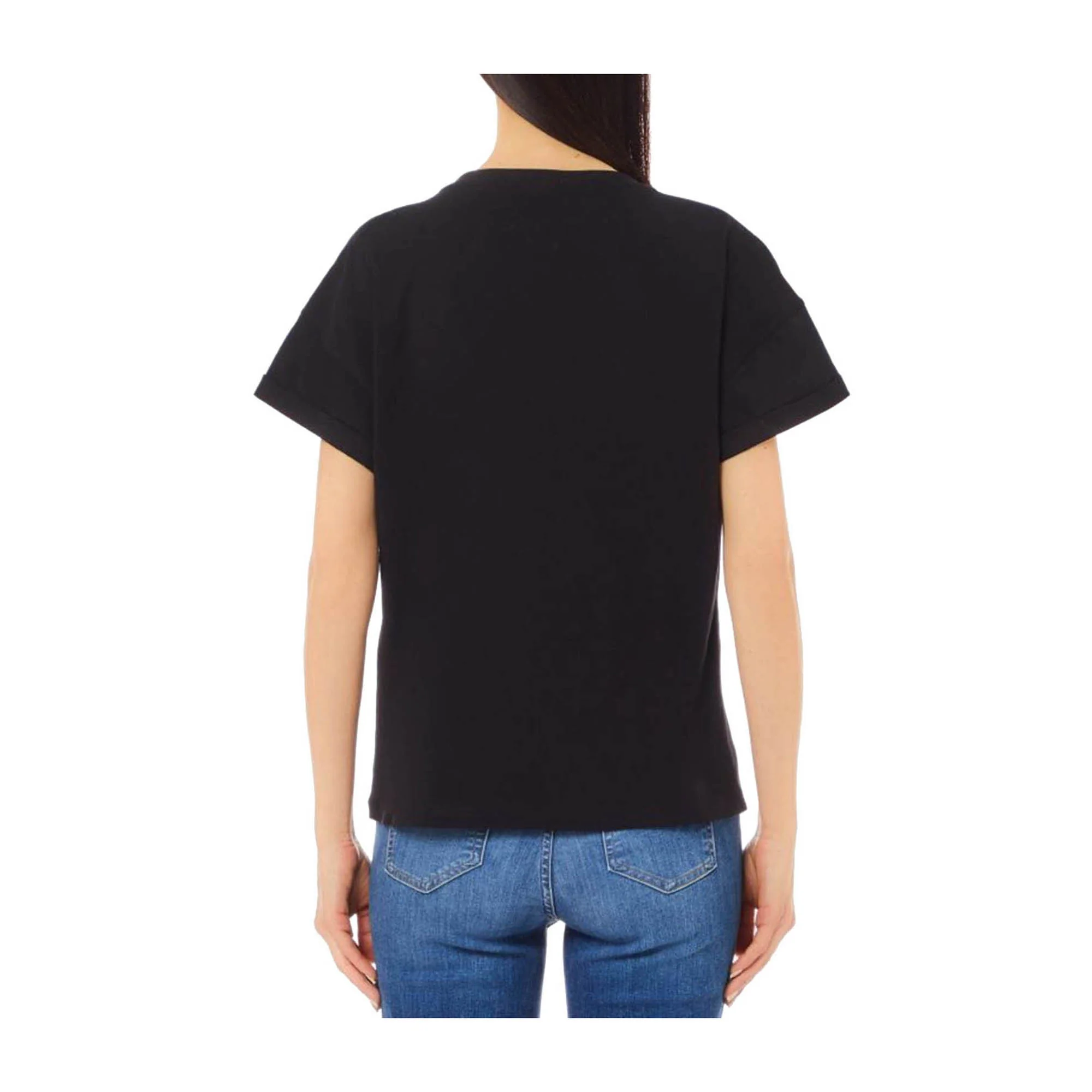 T-shirt Donna Nera con decorazione mongolfiera - Image 3