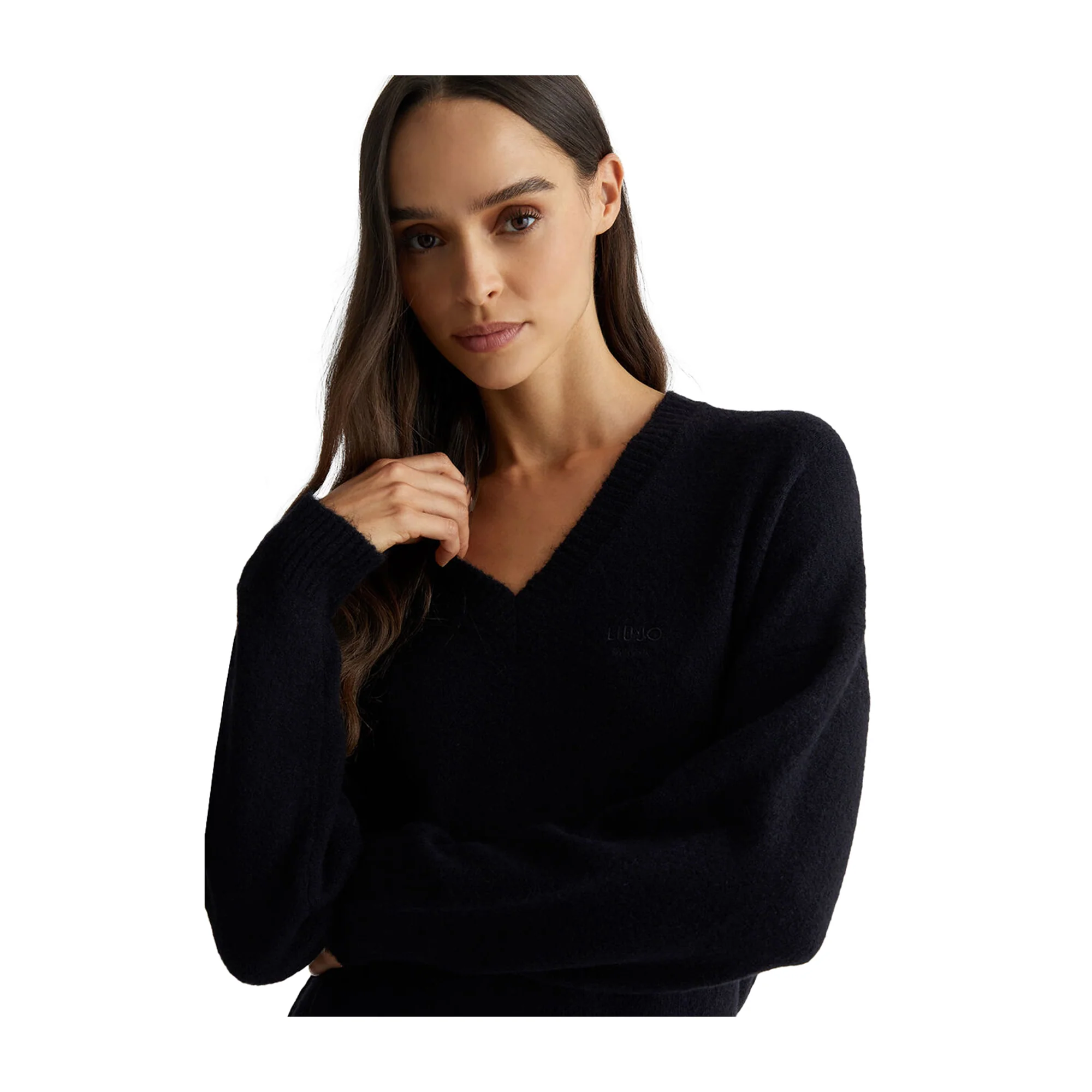 Abito Corto Donna in maglia misto lana Nero - Image 4