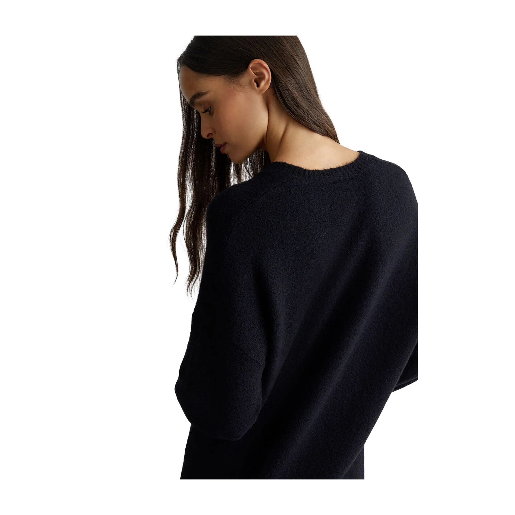Abito Corto Donna in maglia misto lana Nero - Image 5