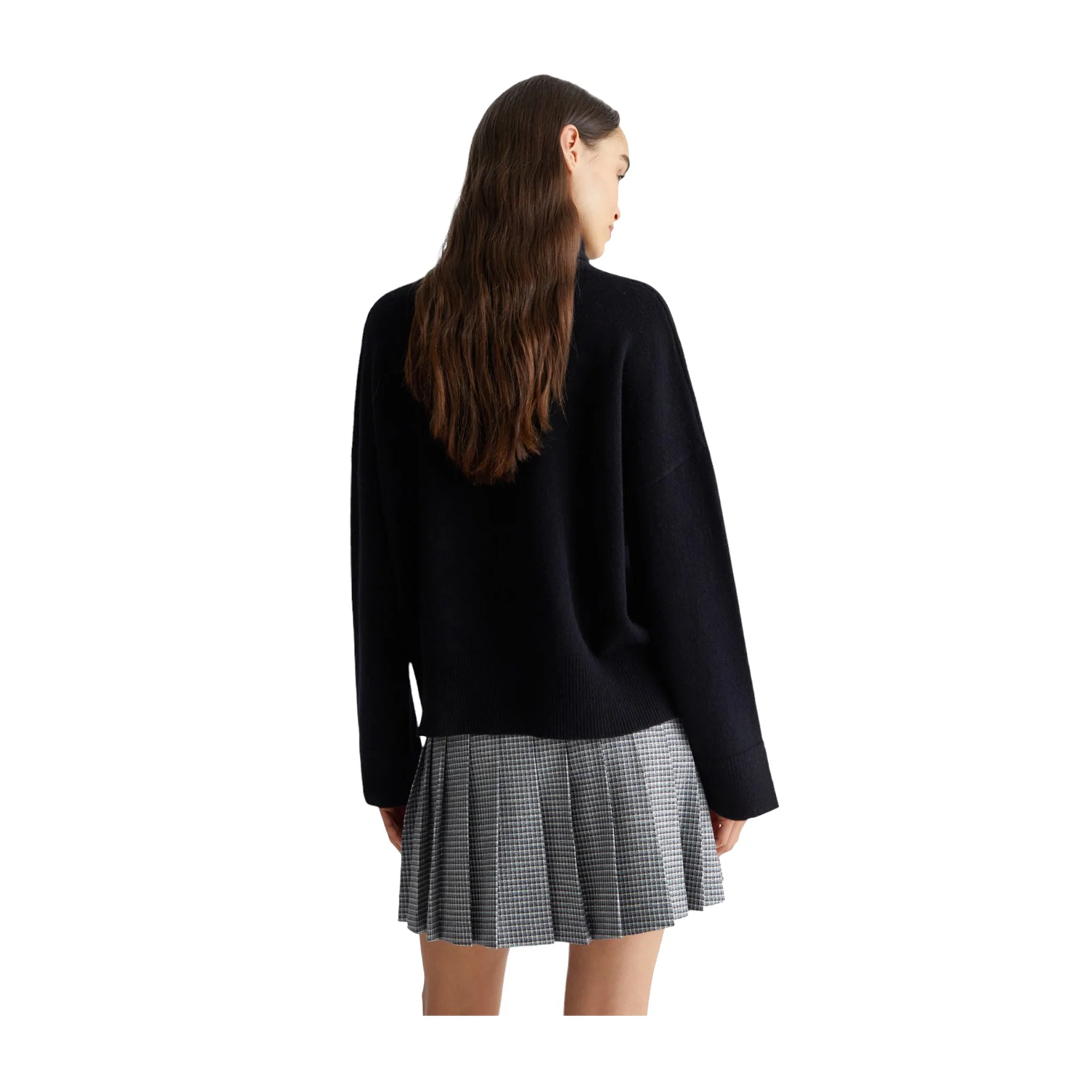 Maglia Donna in lana collo alto Nero - Image 4