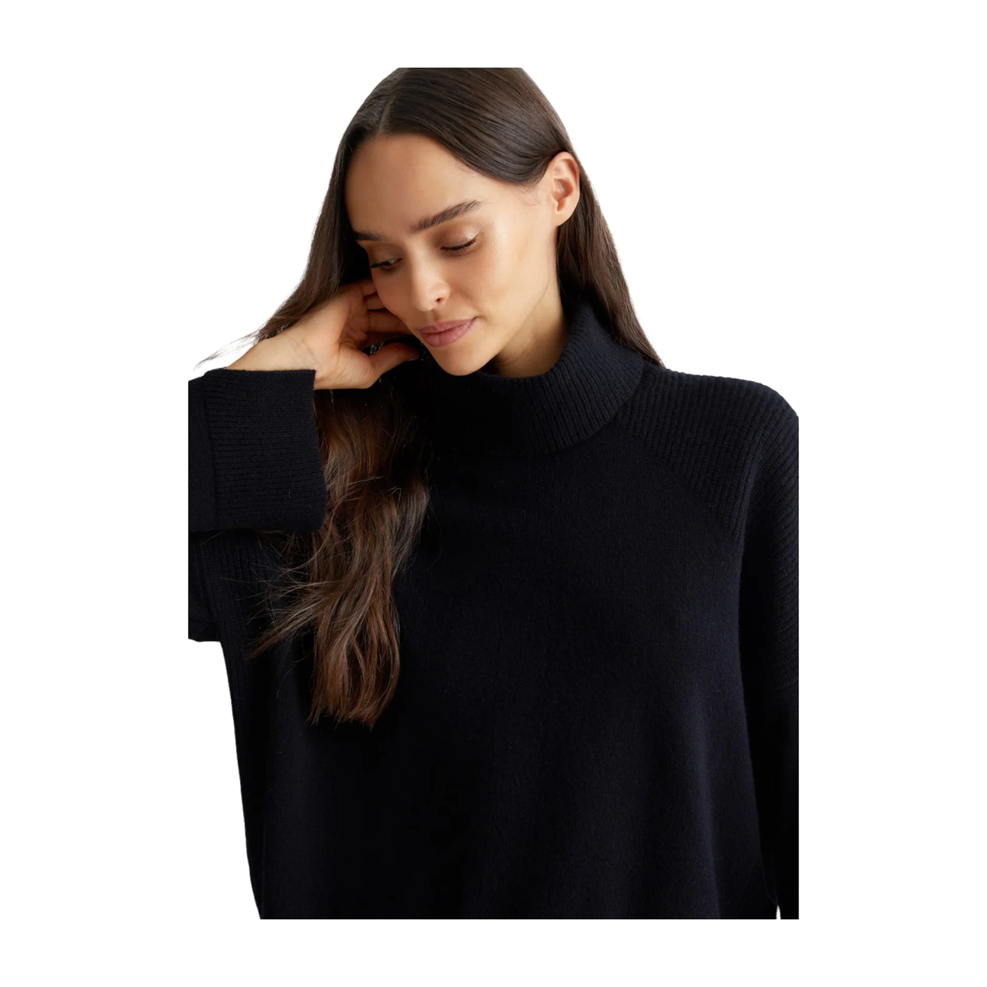 Maglia Donna in lana collo alto Nero - Image 5