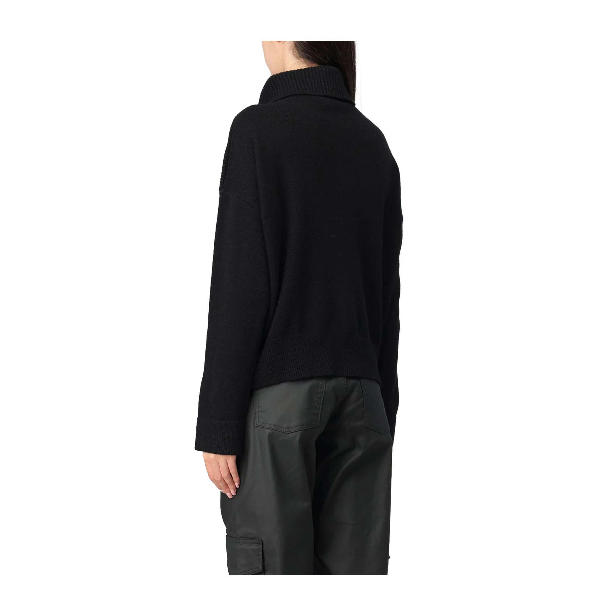 Maglia Donna in Lana con zip Nero - Image 2