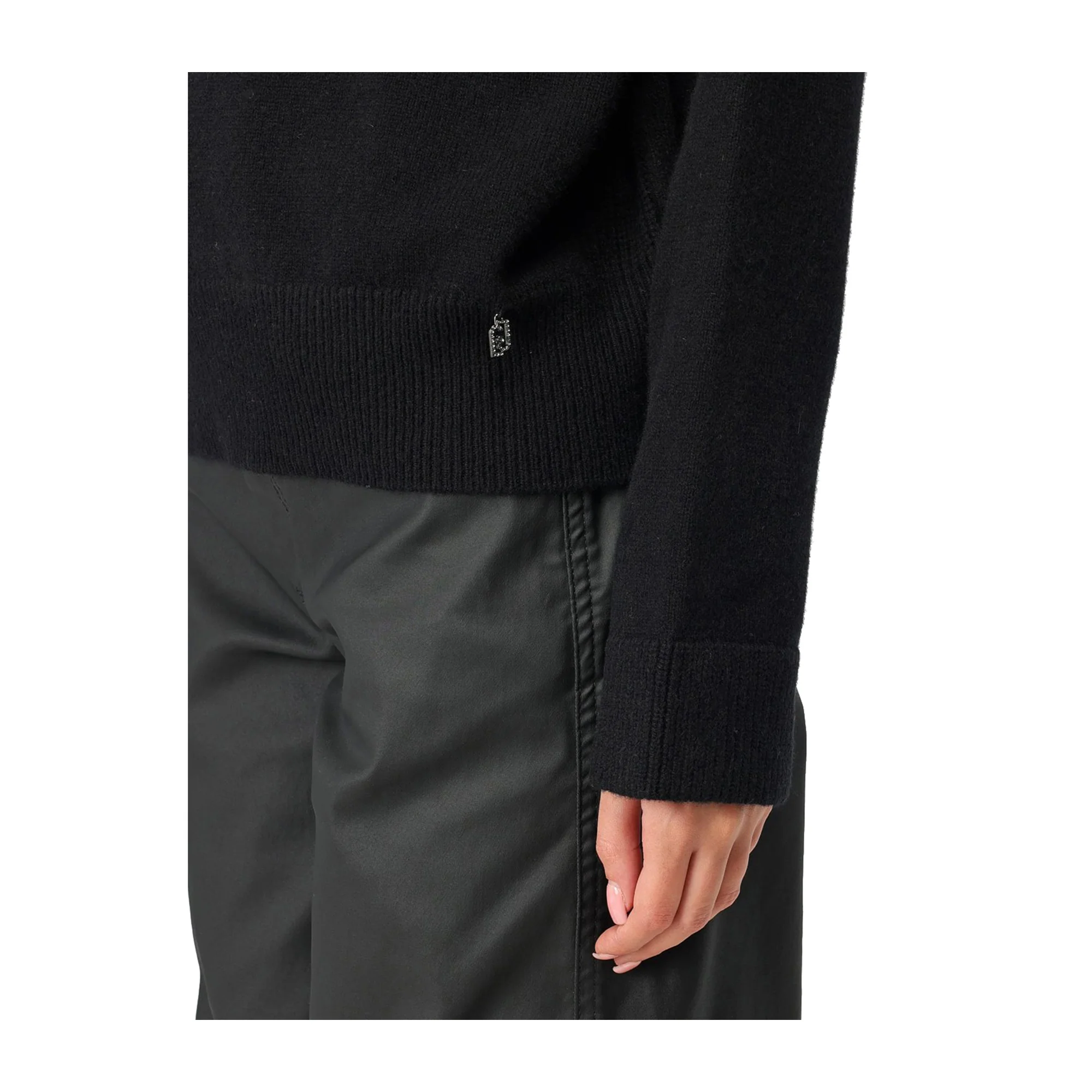 Maglia Donna in Lana con zip Nero - Image 3