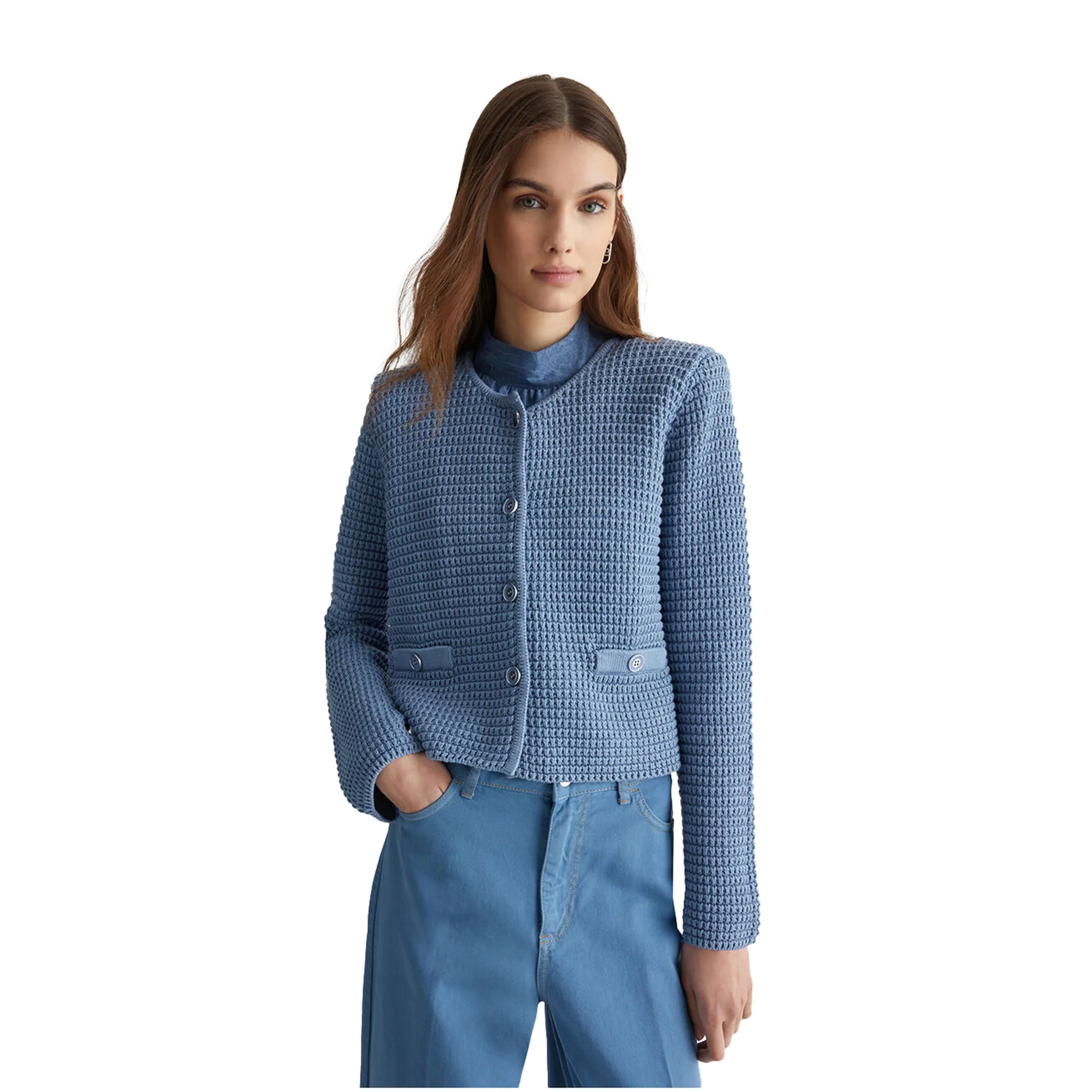 Cardigan Donna in maglia Blu - Image 2
