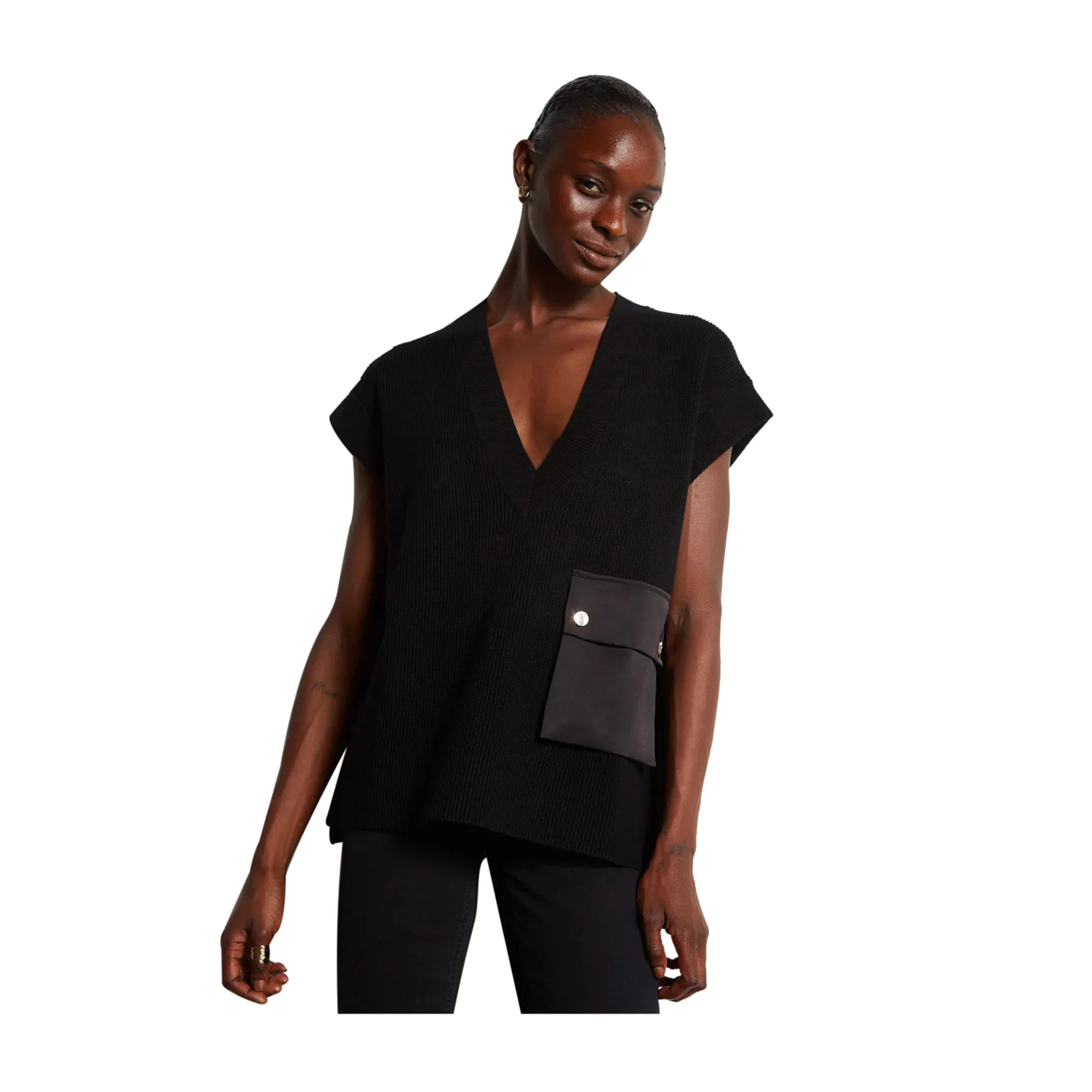 Maglia Donna con tasca nera - Image 2
