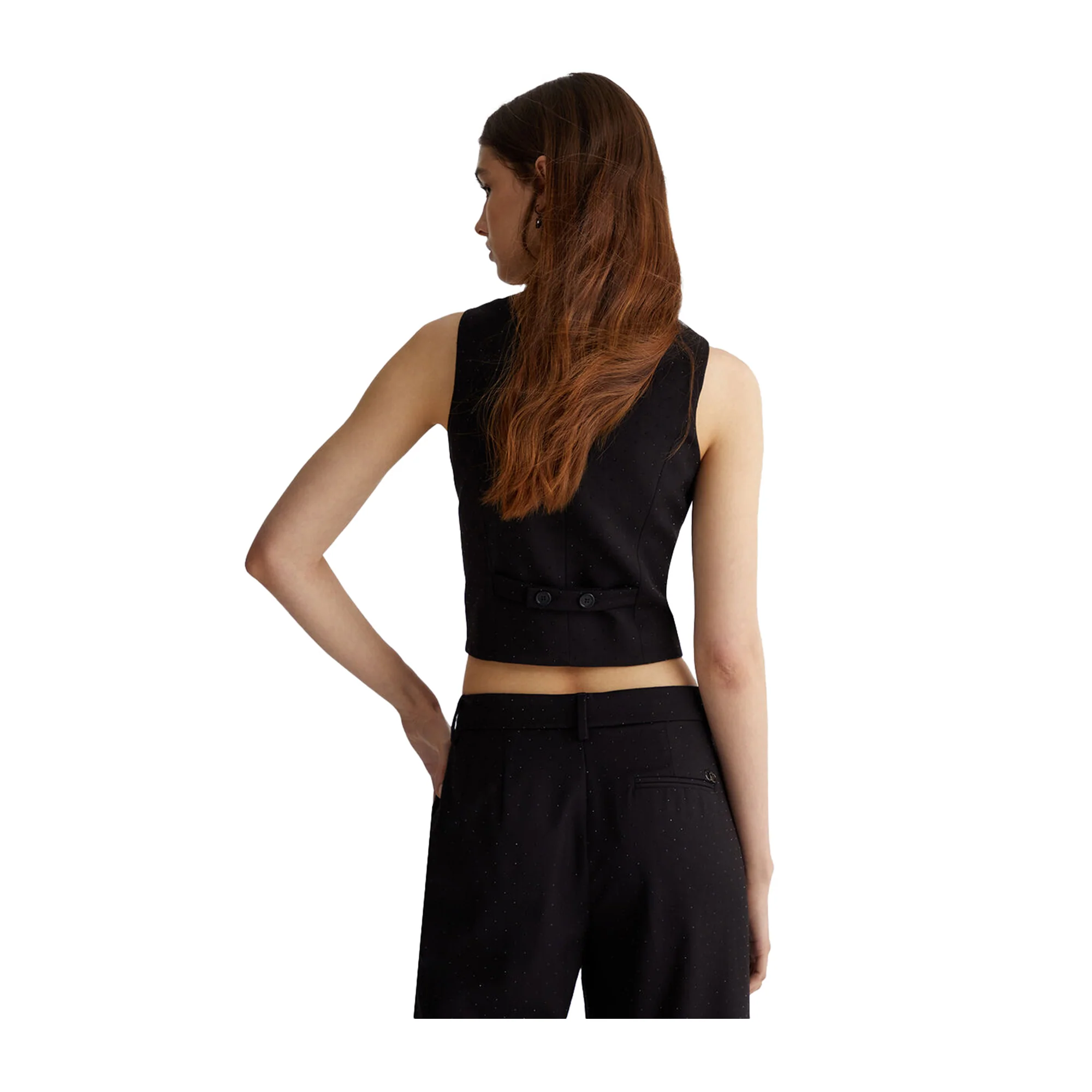 Gilet Donna in Twill nero con applicazioni - Image 3