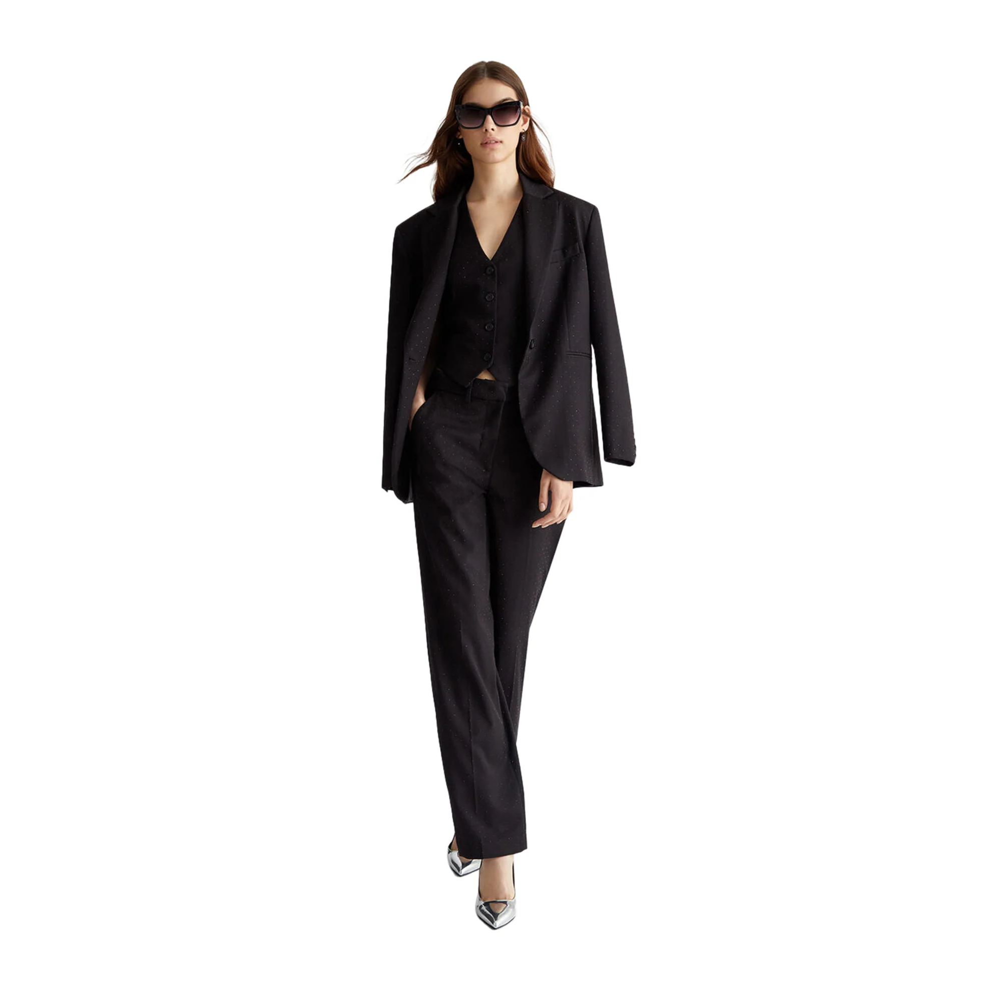 Gilet Donna in Twill nero con applicazioni - Image 7