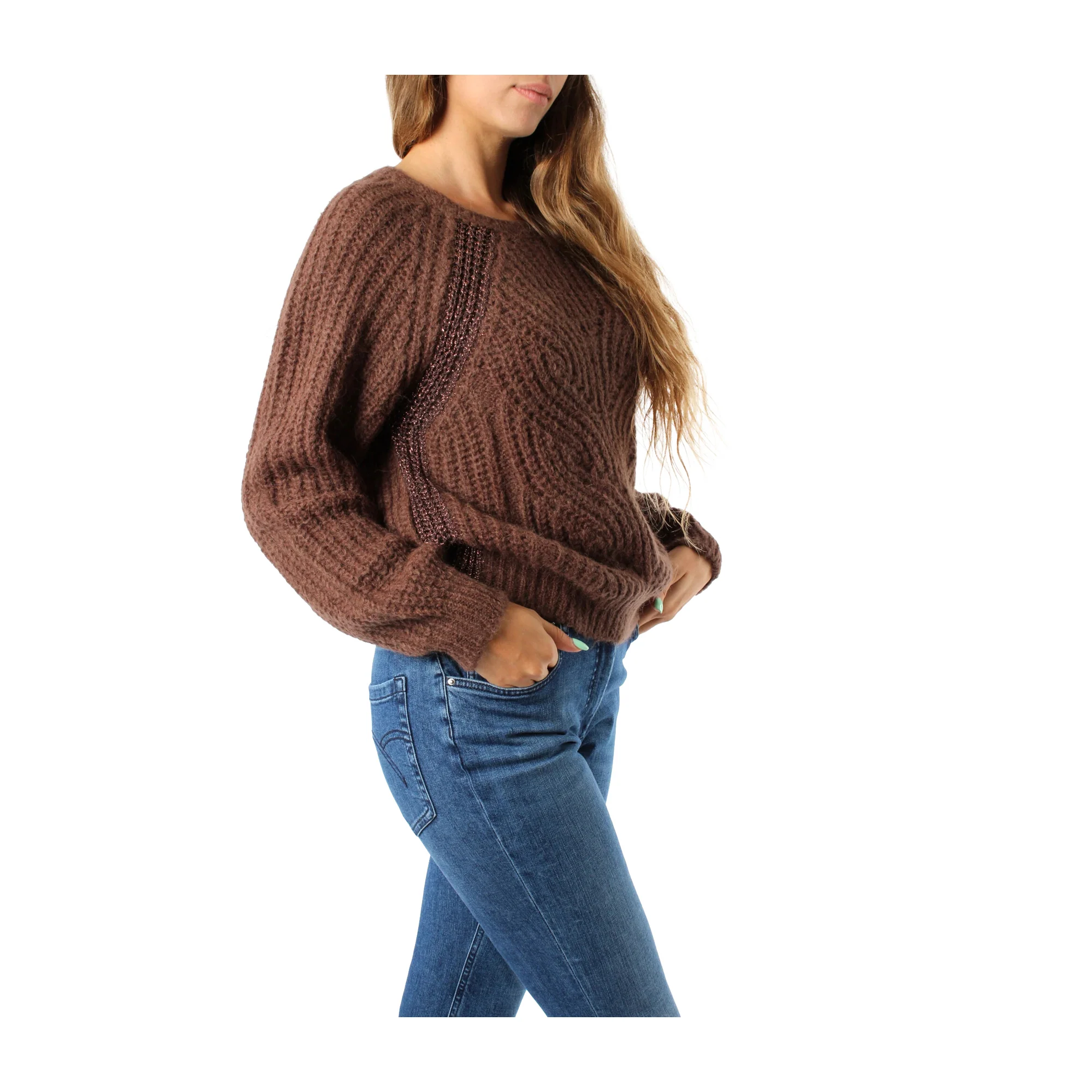 Maglia Donna a coste marrone - Image 2