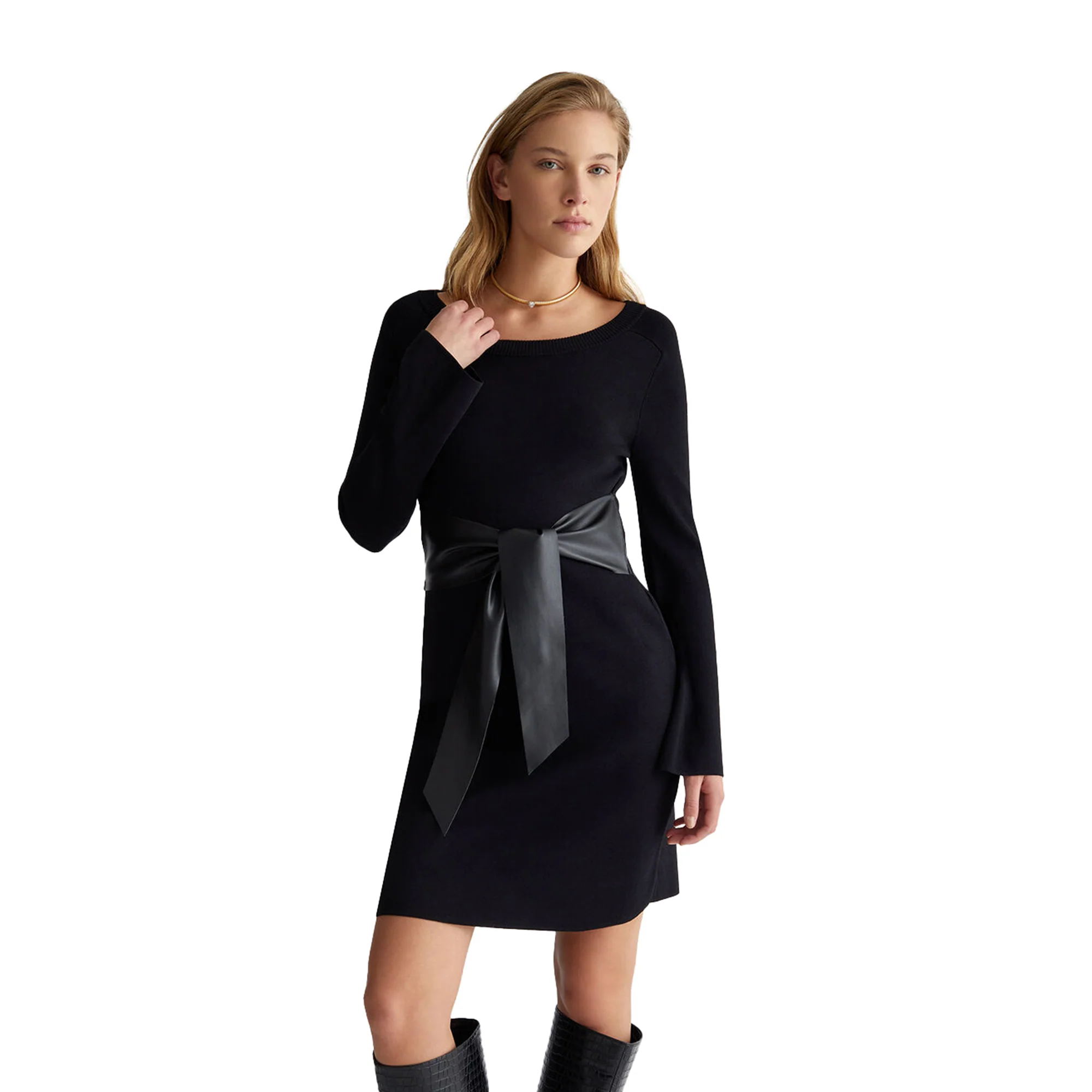 Abito Corto Donna in maglia con cintura - Image 2