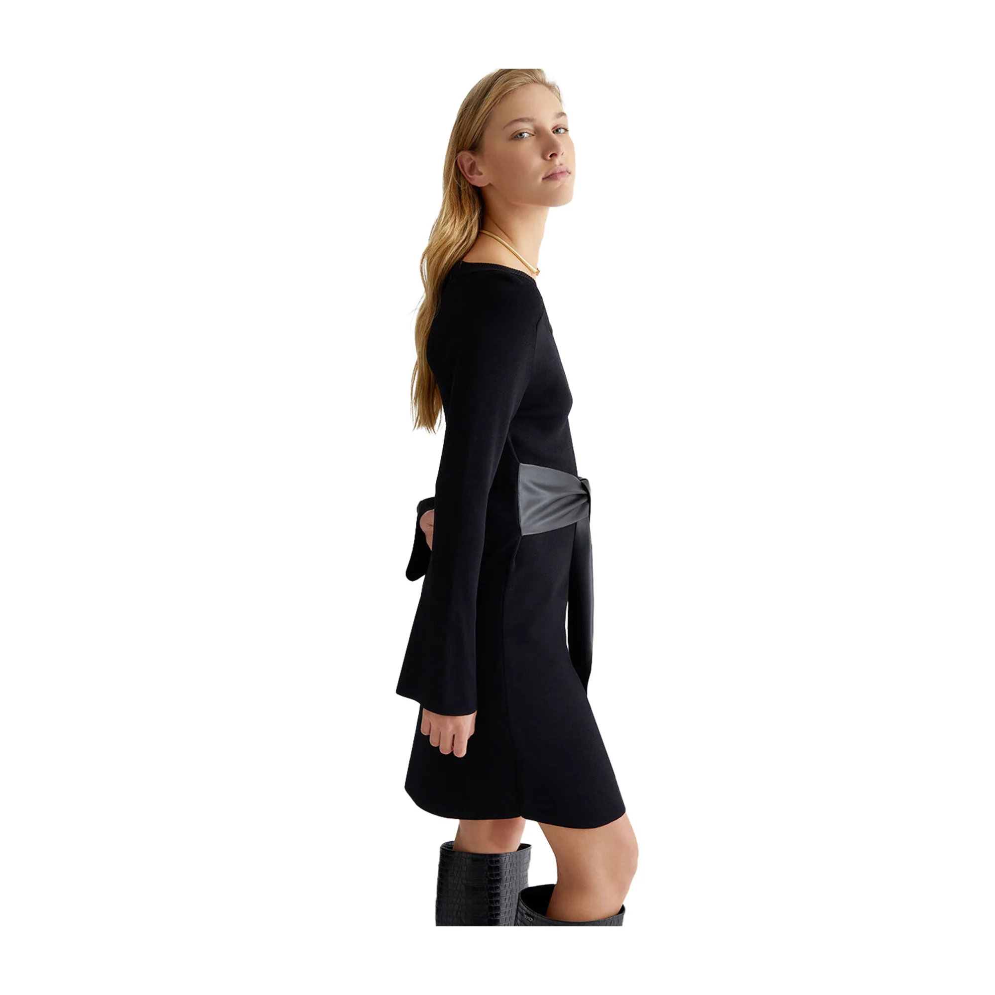 Abito Corto Donna in maglia con cintura - Image 3