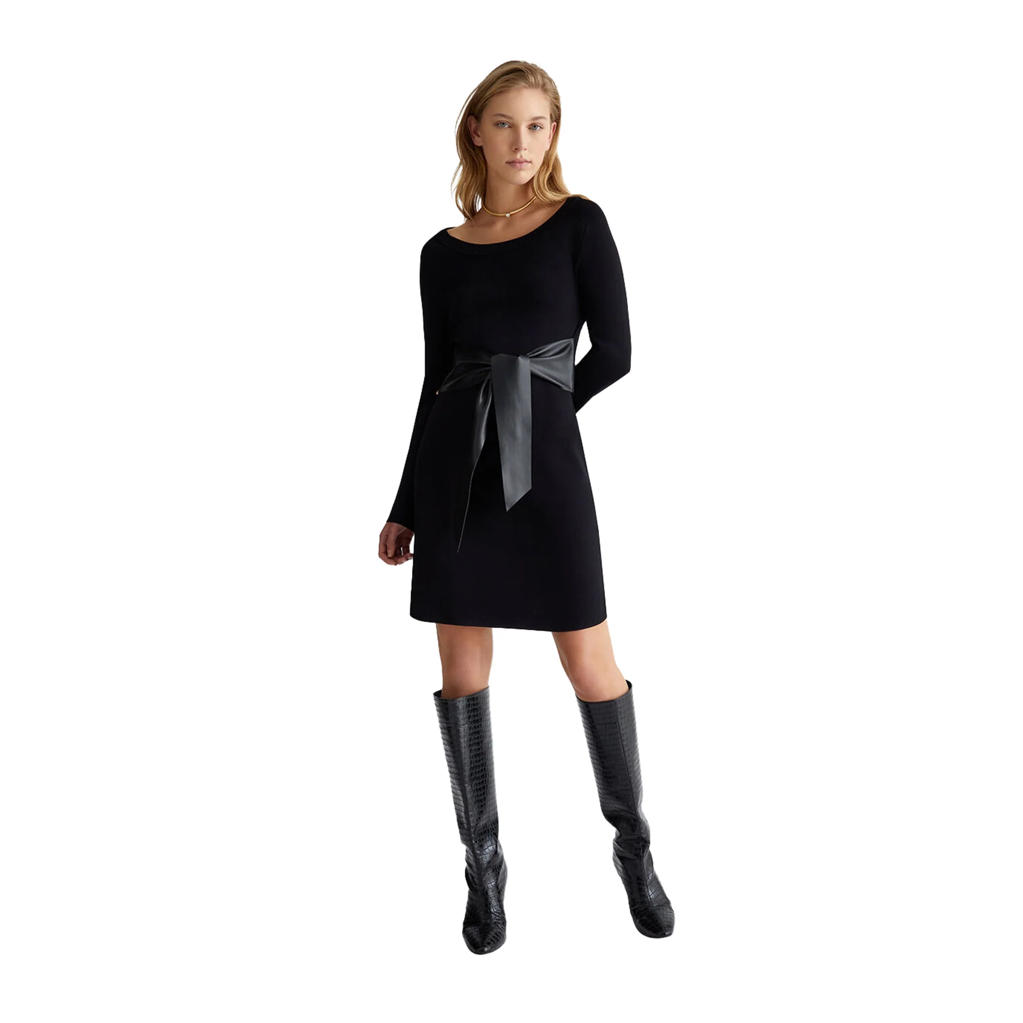 Abito Corto Donna in maglia con cintura - Image 7