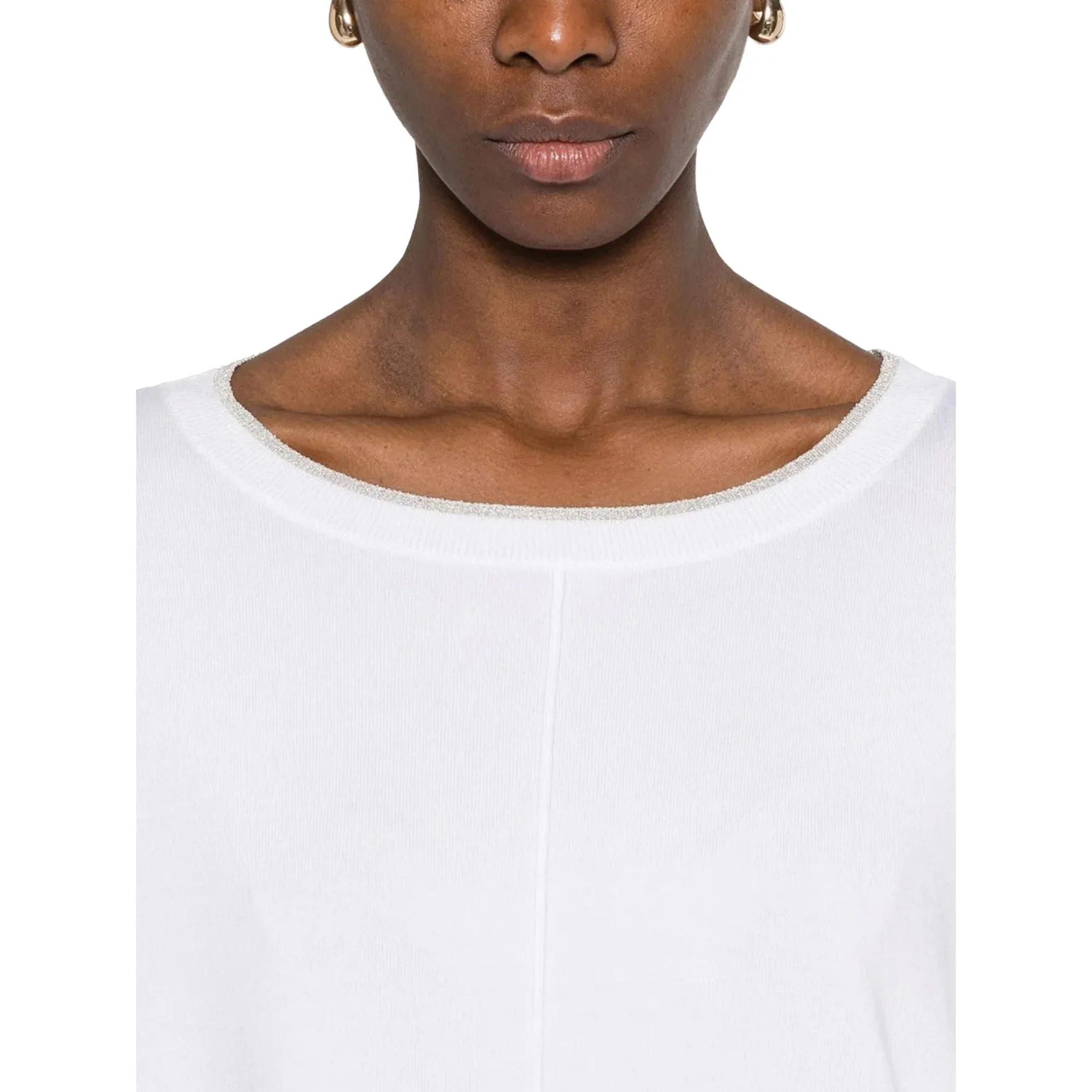 Maglia Bianca in lurex con scollo a barca - Image 4