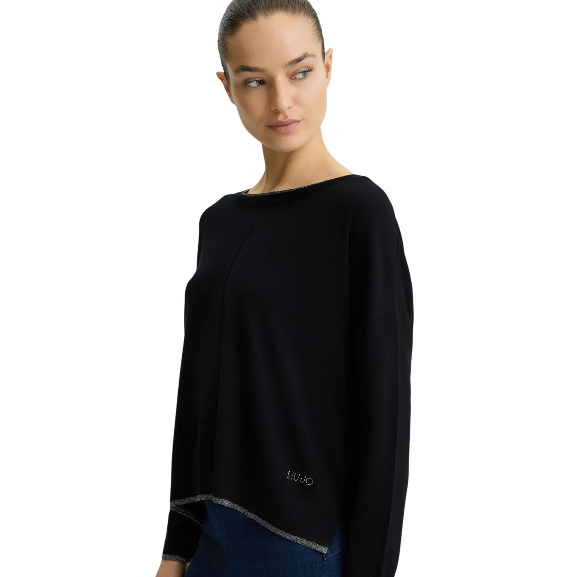 Maglia Nera in lurex con scollo a barca - Image 3
