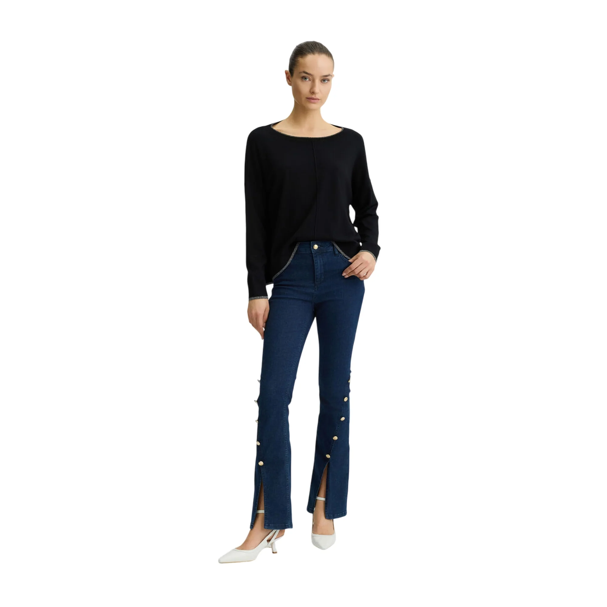 Maglia Nera in lurex con scollo a barca - Image 4